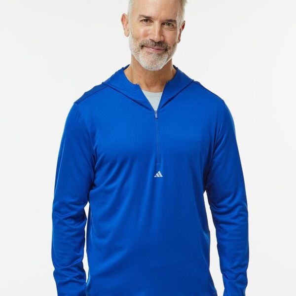 Adidas Men's Lightweight Quarter-Zip Hooded Pullover A596 Men's Lightweight Quarter-Zip Hooded Pullover Thumbnail